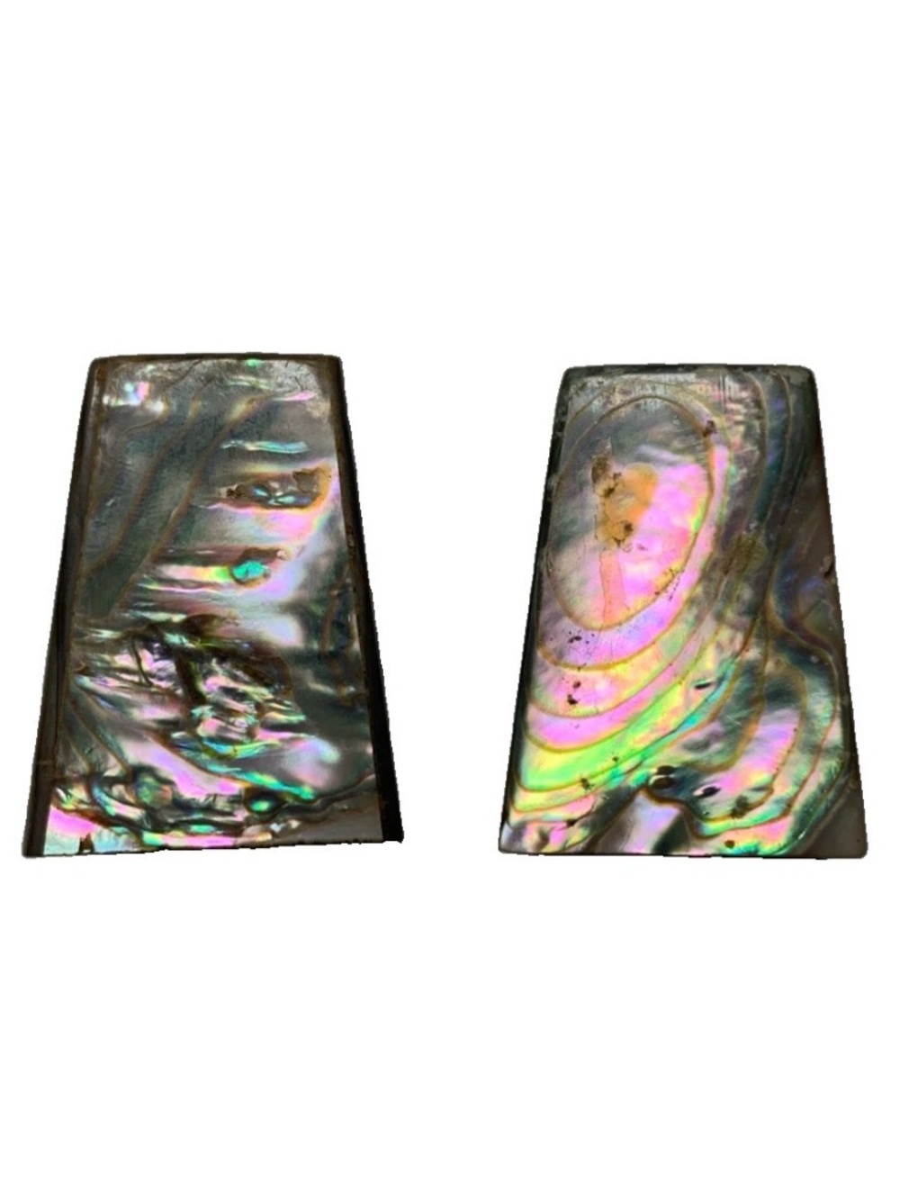 Vintage Small Mid Century Abalone Shell Salt and Pepper Shaker Set